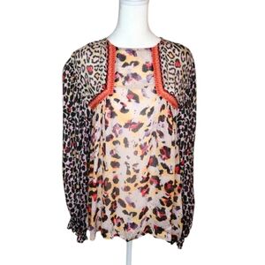 Blank London Joelle Leopard Peasant Top Size Small